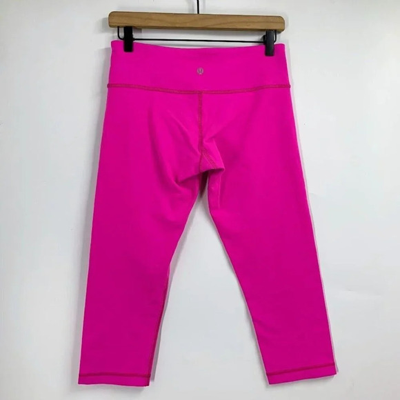 Lululemon Wunder Under High-Rise Crop 18" Pink Mesh Active Yoga Crop Size 8 - Picture 2 of 11